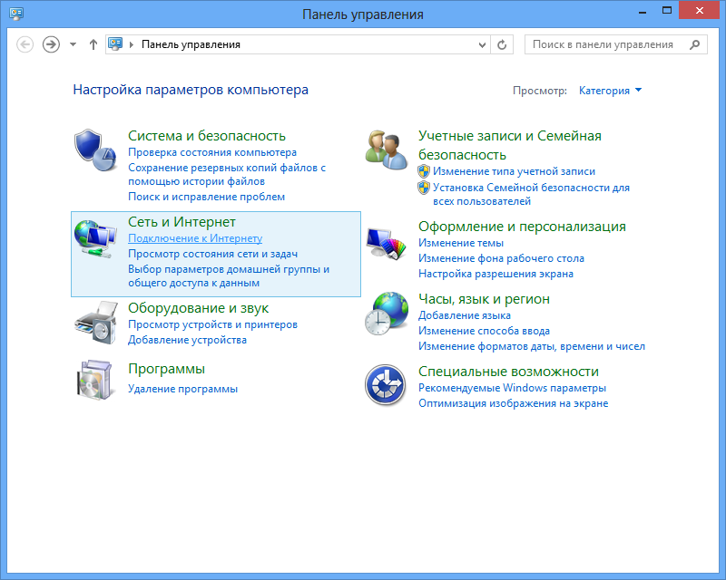 Панель керування Windows 8